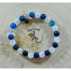 Bracelet Apatite Bleue /Cristal de Roche Craquelé
