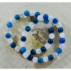 Bracelet Apatite Bleue /Cristal de Roche Craquelé